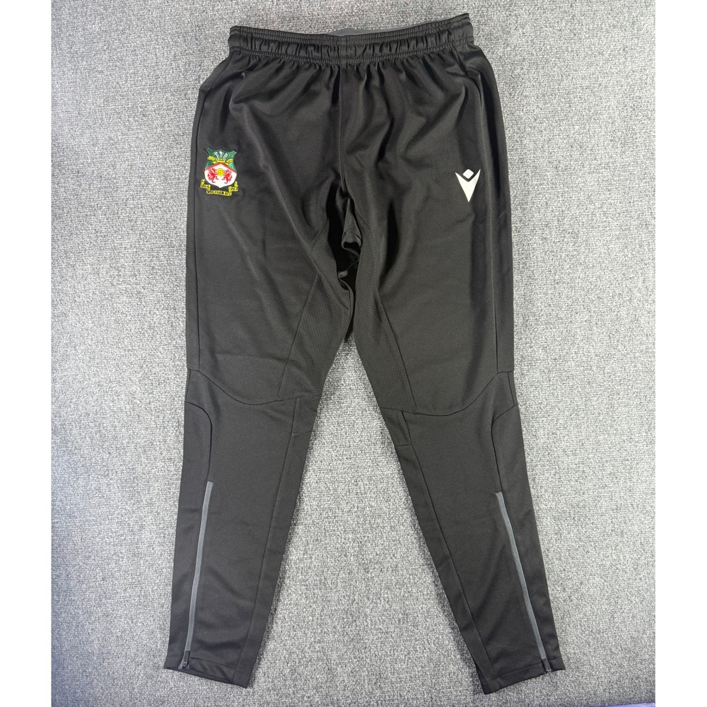 Macron Wrexham AFC Training Pants Womens‎ Large Black Soccer Joggers Ankle Zip